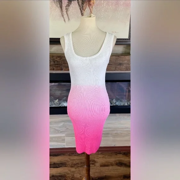 Michael Kors Ombr Ribbed Stretch Viscose Tank Dress' Size M. NWT